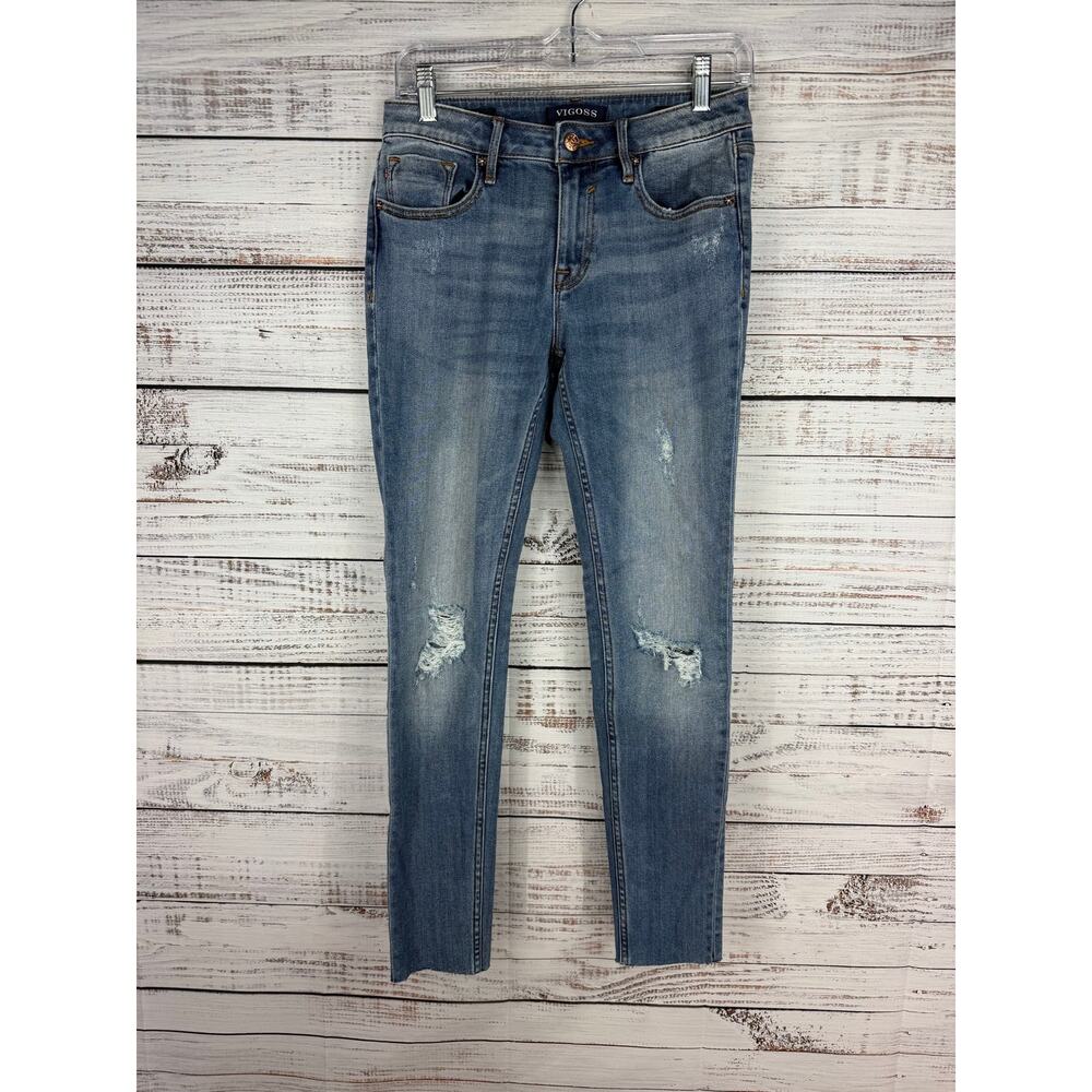 Vigoss Classic Fit Skinny Leg Jeans Stretch 27 27x29 Raw Hem Normcore Mid Rise